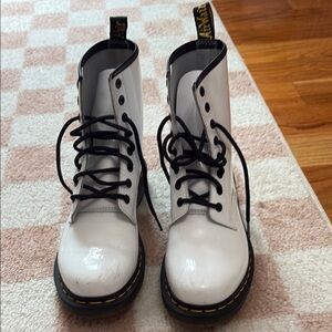 Dr. Martens White and Black Lace-Up Boots